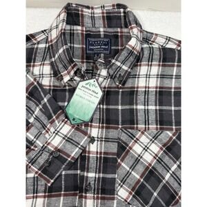 Jackson Hole Flannel Shirt Mens L Gray Brn Cream Plaid Yarn Dyed New Cowboy Barn